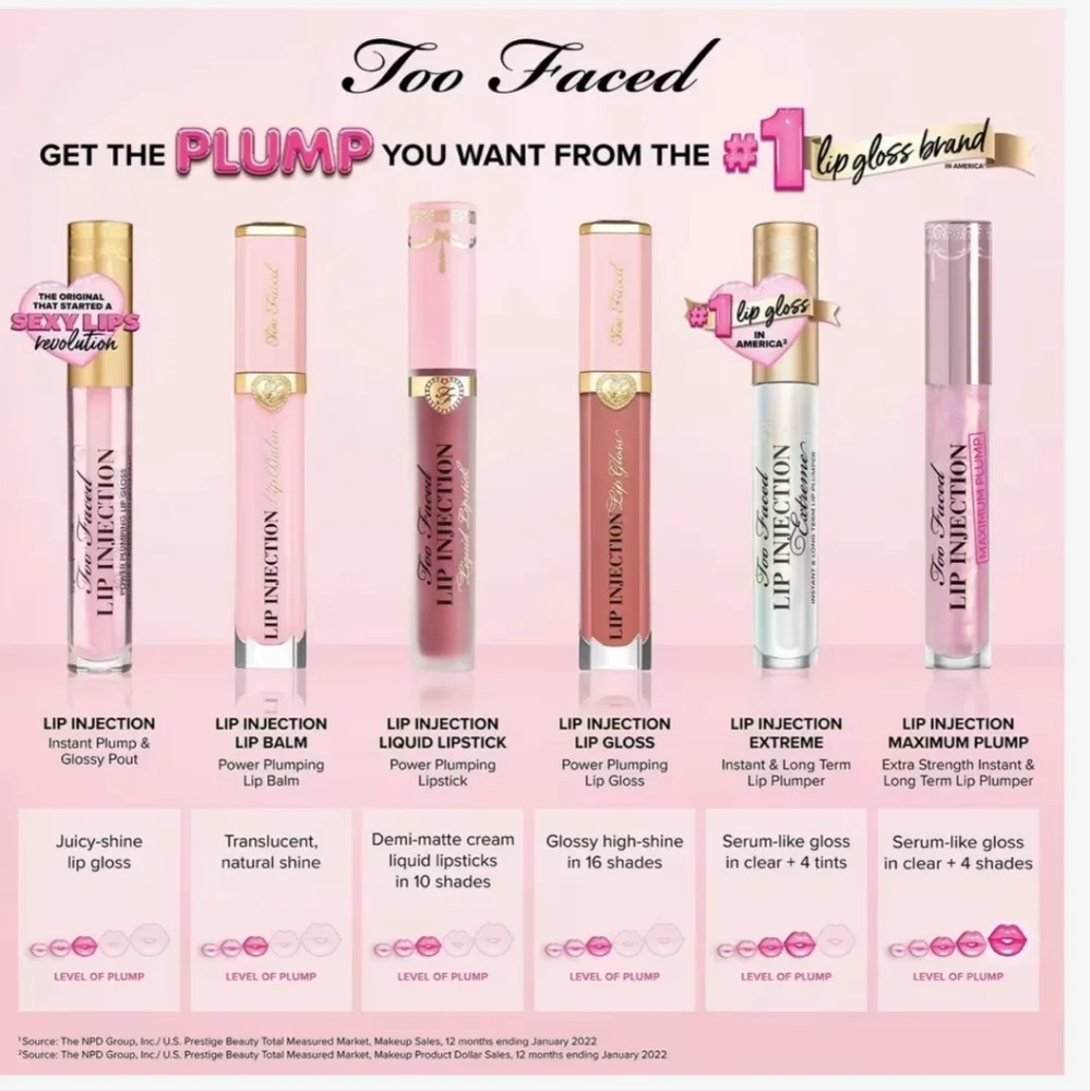 🌺Too Faced Lip Injection It's So Big Power Plumping Cream Liquid Lipstick